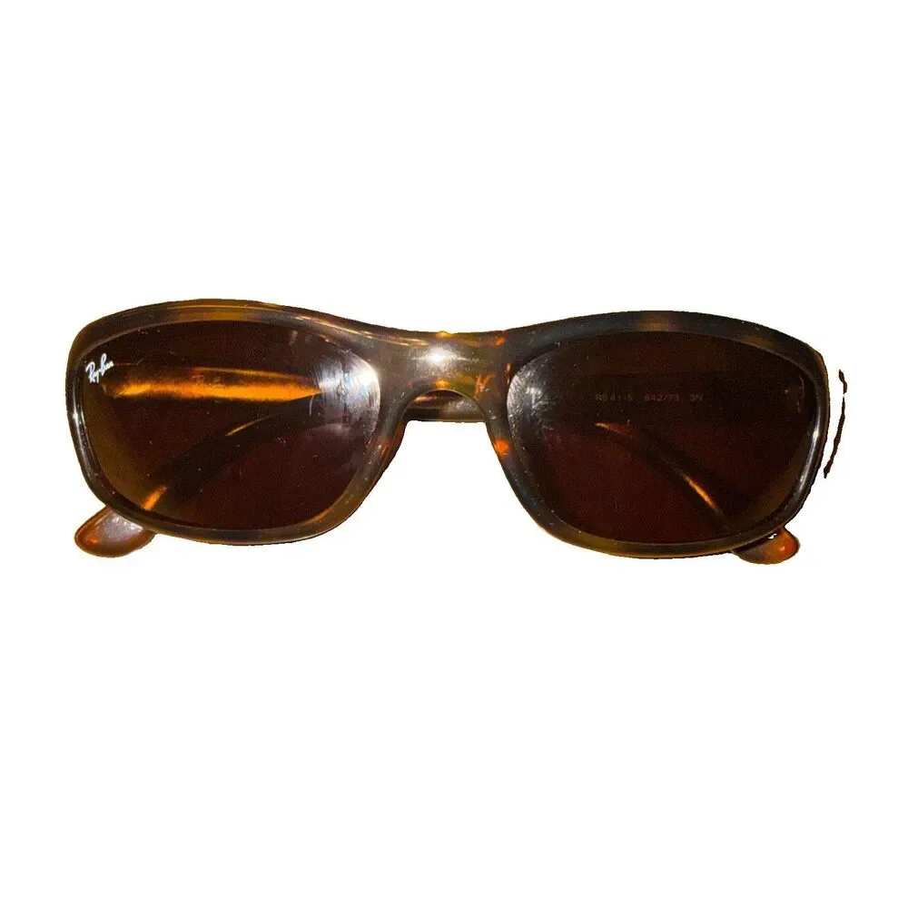 RAY-BAN RB4115 642/73 Shiny Tortoise Brown Sleek Predators Wrap Sunglasses